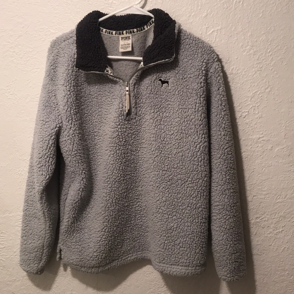 VS Pink - Light Blue/Gray Sherpa Pullover